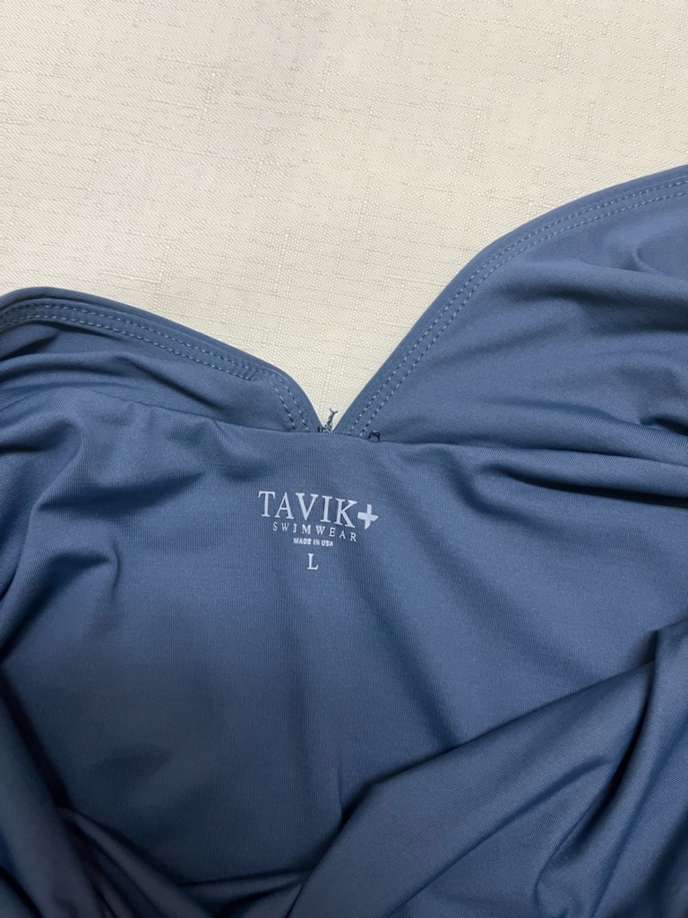 Tavik Swimwear L navy chevron Eden plunge swimsuit - Picture 6 of 12